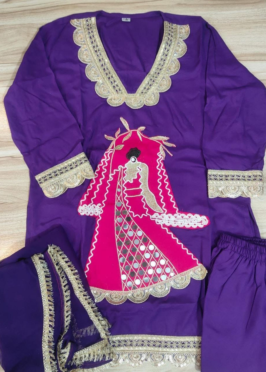 Festive Rani Pink Kurta Set with Peacock Embroidery & Gota Work