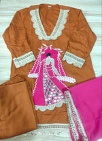Festive Rani Pink Kurta Set with Peacock Embroidery & Gota Work