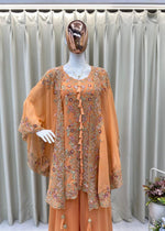 Peach Faux Georgette Embroidery Work Salwar Suit