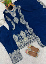 Blue Velvet Embroidered Suit