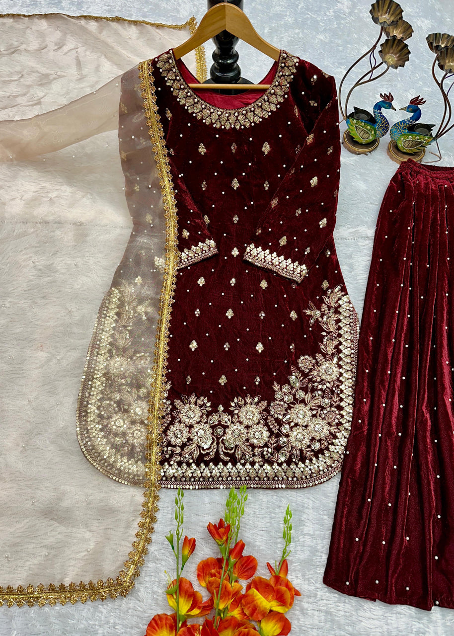 CityStride Velvet Sharara Set