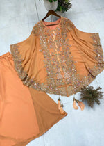 Peach Faux Georgette Embroidery Work Salwar Suit