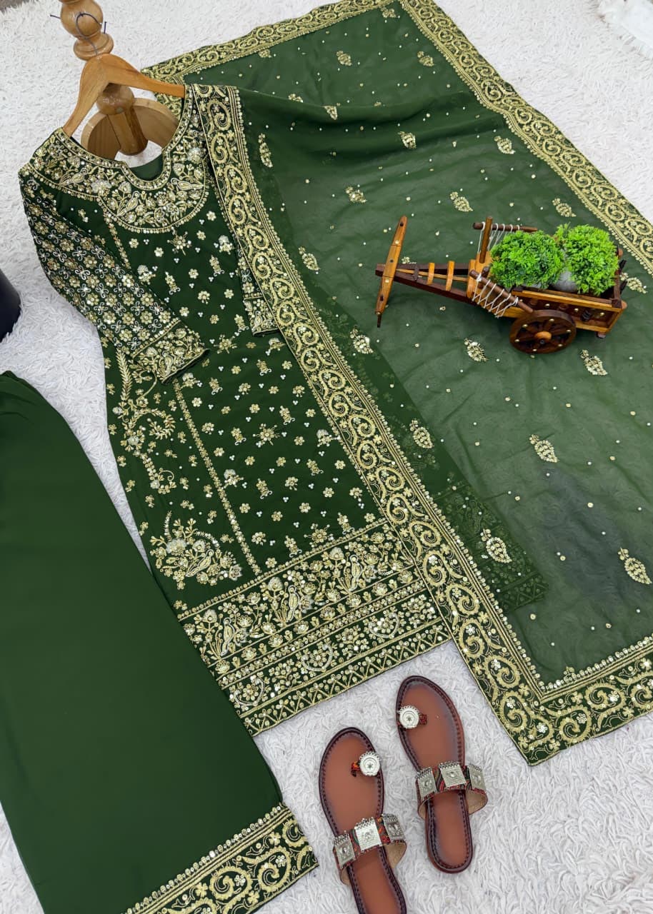 New Designer Party Wear Top–Plazzo–Dupatta Set