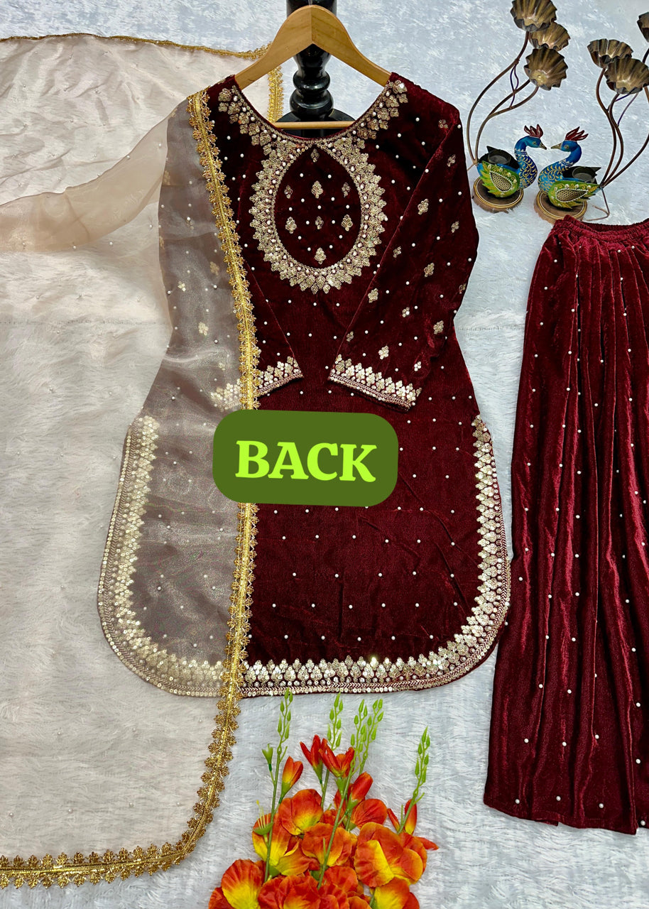 CityStride Velvet Sharara Set