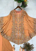 Peach Faux Georgette Embroidery Work Salwar Suit