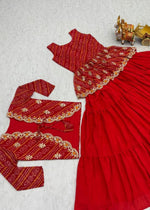 Designer Embroidery Pink Bandhej Lehenga Crop Top & Jacket