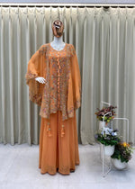 Peach Faux Georgette Embroidery Work Salwar Suit