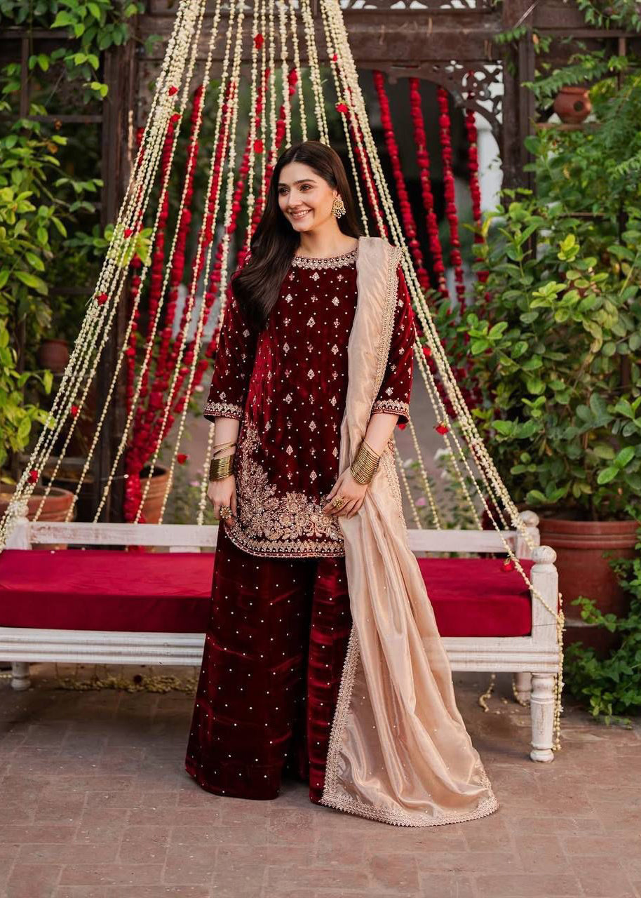 CityStride Velvet Sharara Set