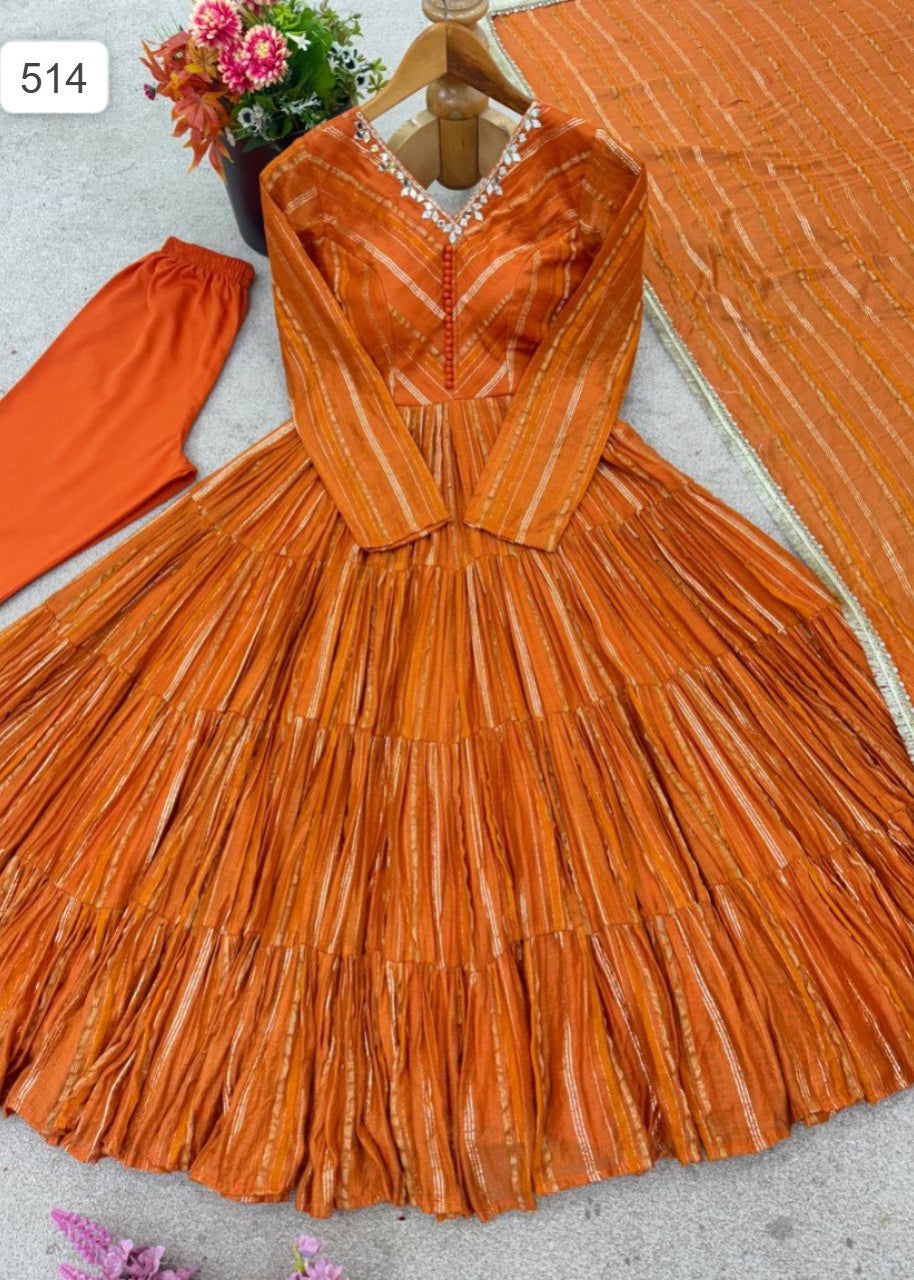 Classy Orange Flared Suit