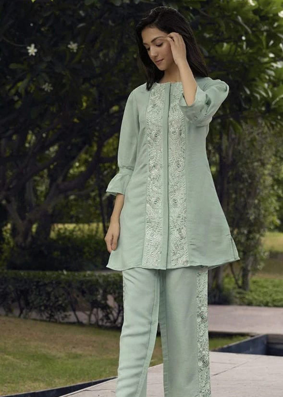 Embroidered Cotton Kurti & Pant Co-ord Set
