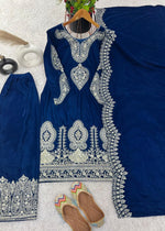 Blue Velvet Embroidered Suit