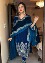 Blue Velvet Embroidered Suit