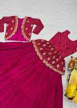 Designer Embroidery Pink Bandhej Lehenga Crop Top & Jacket